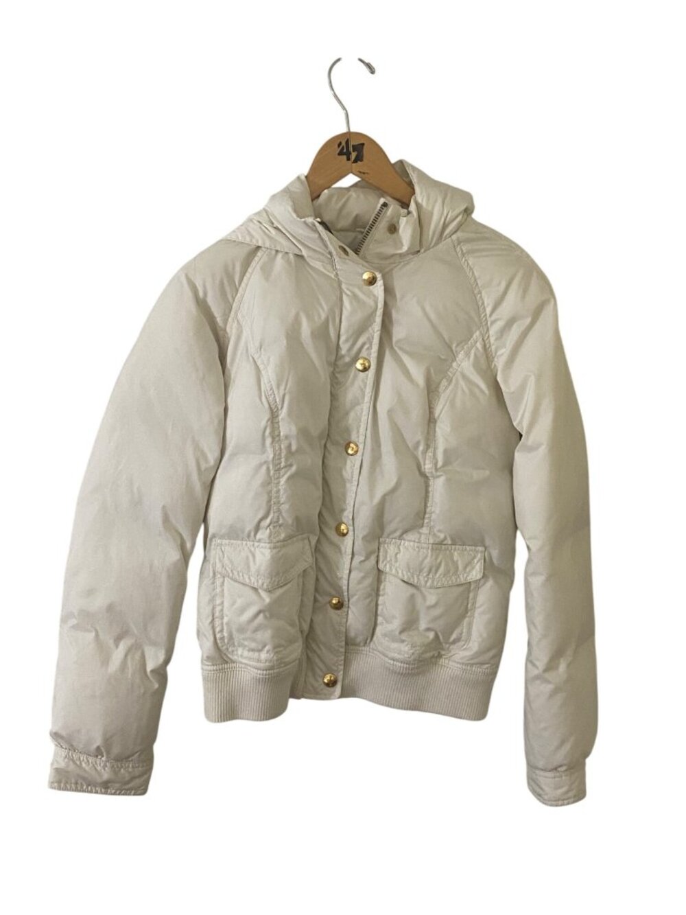 Juicy Couture Women's White Down Feather Puffer Jacket In Gold Tone Accents - Me